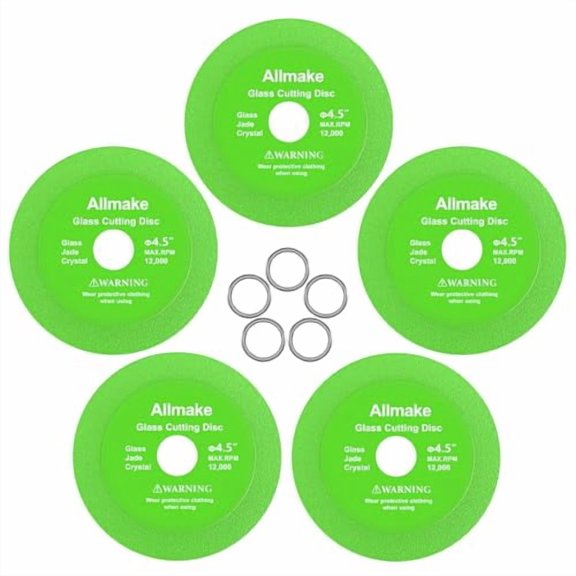 Glass Cutting Disc 4-1/2 Inch for Angle Grinder, 5pcs Tile Cutting Blade, Rock Slab Grinding Disc Diamond Cutter Saw Blade for Angle Grinder, Glass Tile Cutter Tool for Bottles Jade Crystal
