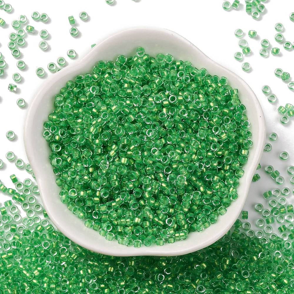 Glass Cylinder Beads Seed Beads Inside Colours Round Hole Lime Green 2.4~2.7x1.5~1.8mm Hole: 1.2mm about 20000pcs/pound