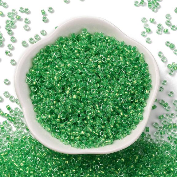 Glass Cylinder Beads Seed Beads Inside Colours Round Hole Lime Green 2.4~2.7x1.5~1.8mm Hole: 1.2mm about 20000pcs/pound