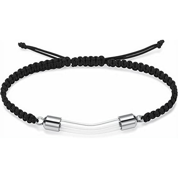 Glass Cylinder Cremation Bracelet for Ashes -Stainless Steel Transparent Glass Tube Urn Bangle Memorial Jewelry