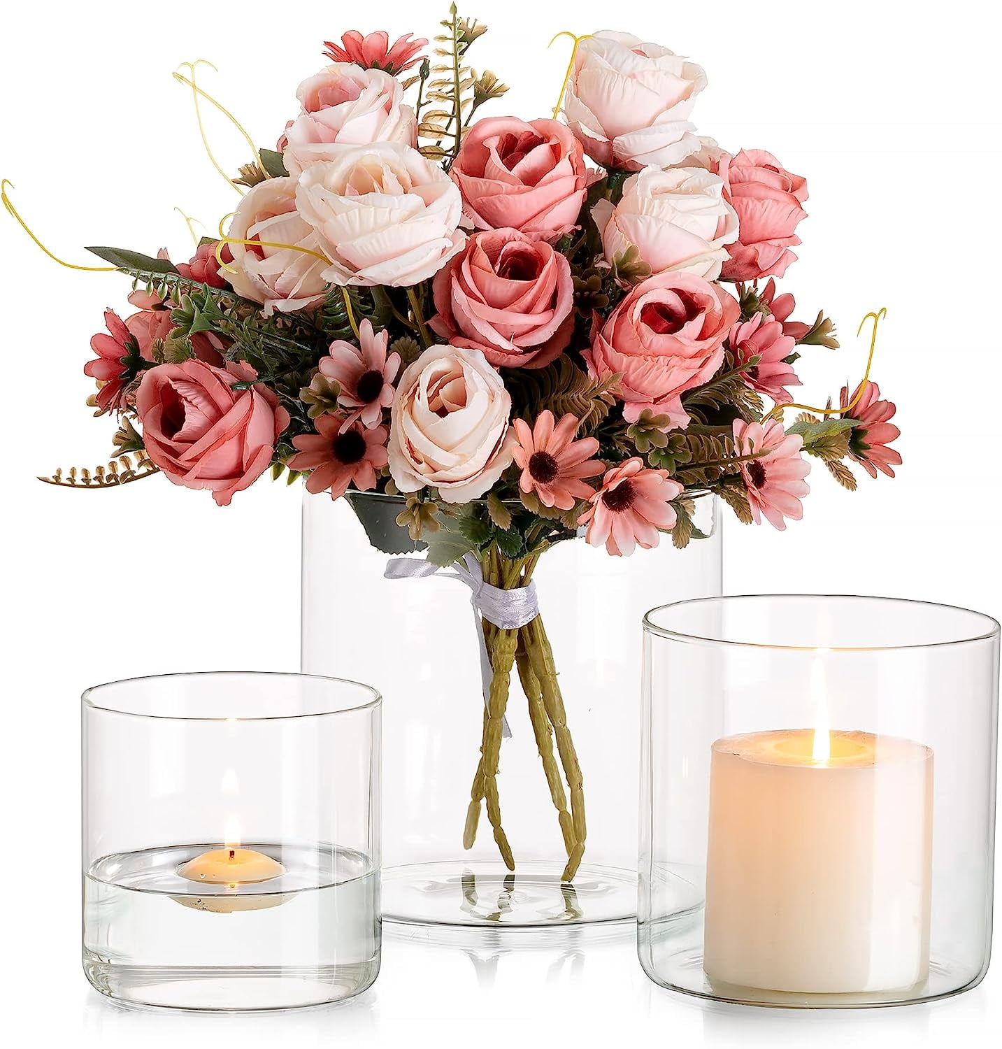 Glass Cylinder Vases Set of 3 Sziqiqi Clear Glass Vases for