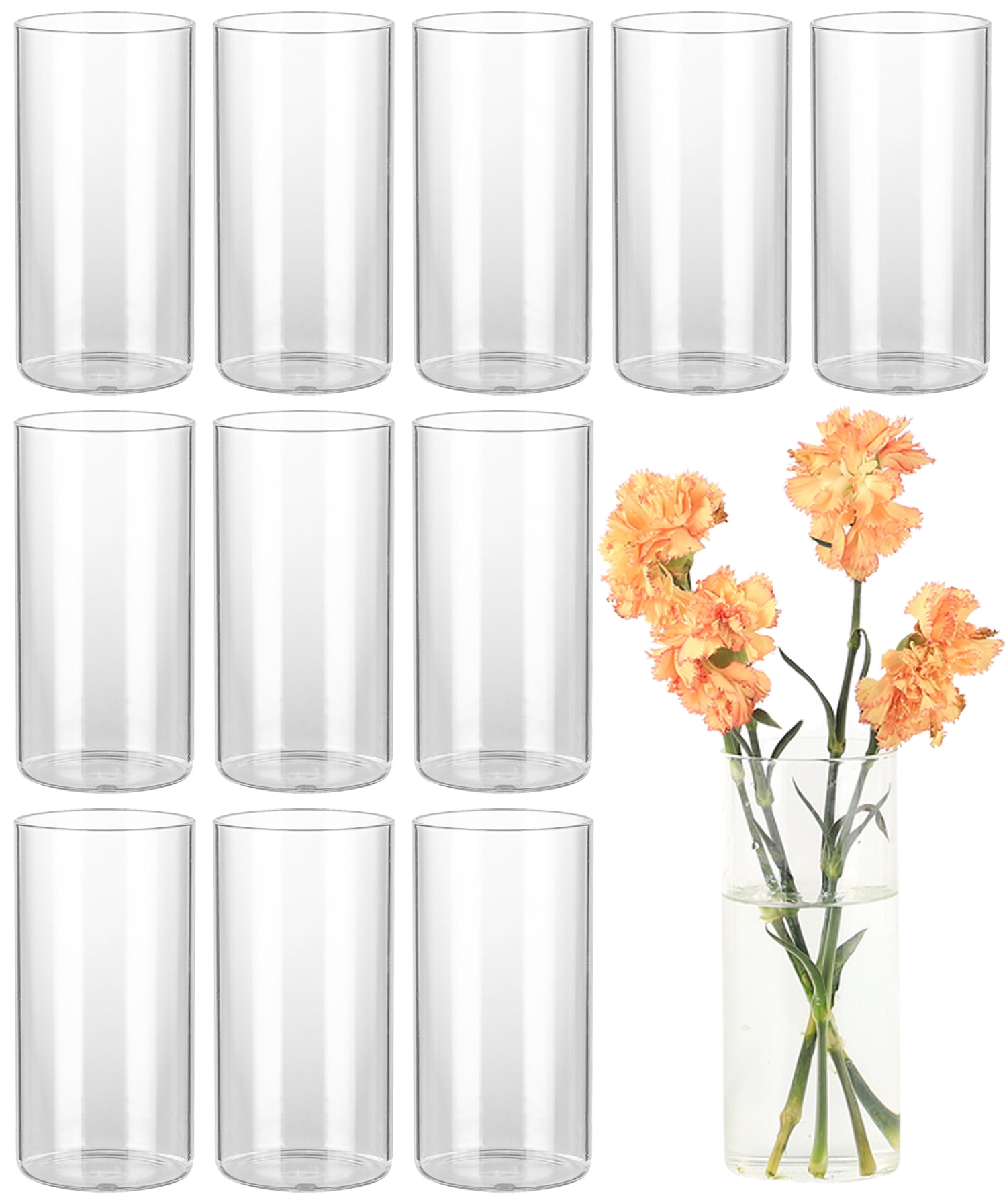 Glass Cylinder Vases, Glass Vases for Centerpieces 12 Pack, Hurricane