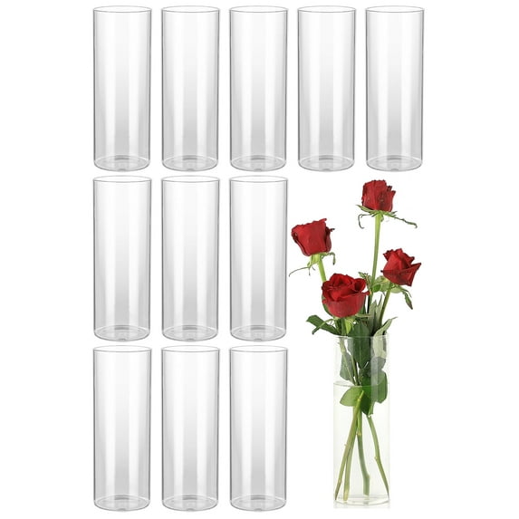 Felhcc Glass Cylinder Vases, 8 Inches Glass Vases for Centerpieces 12 Pack, Hurricane Glass Candle Holders, Clear Vases for Centerpieces