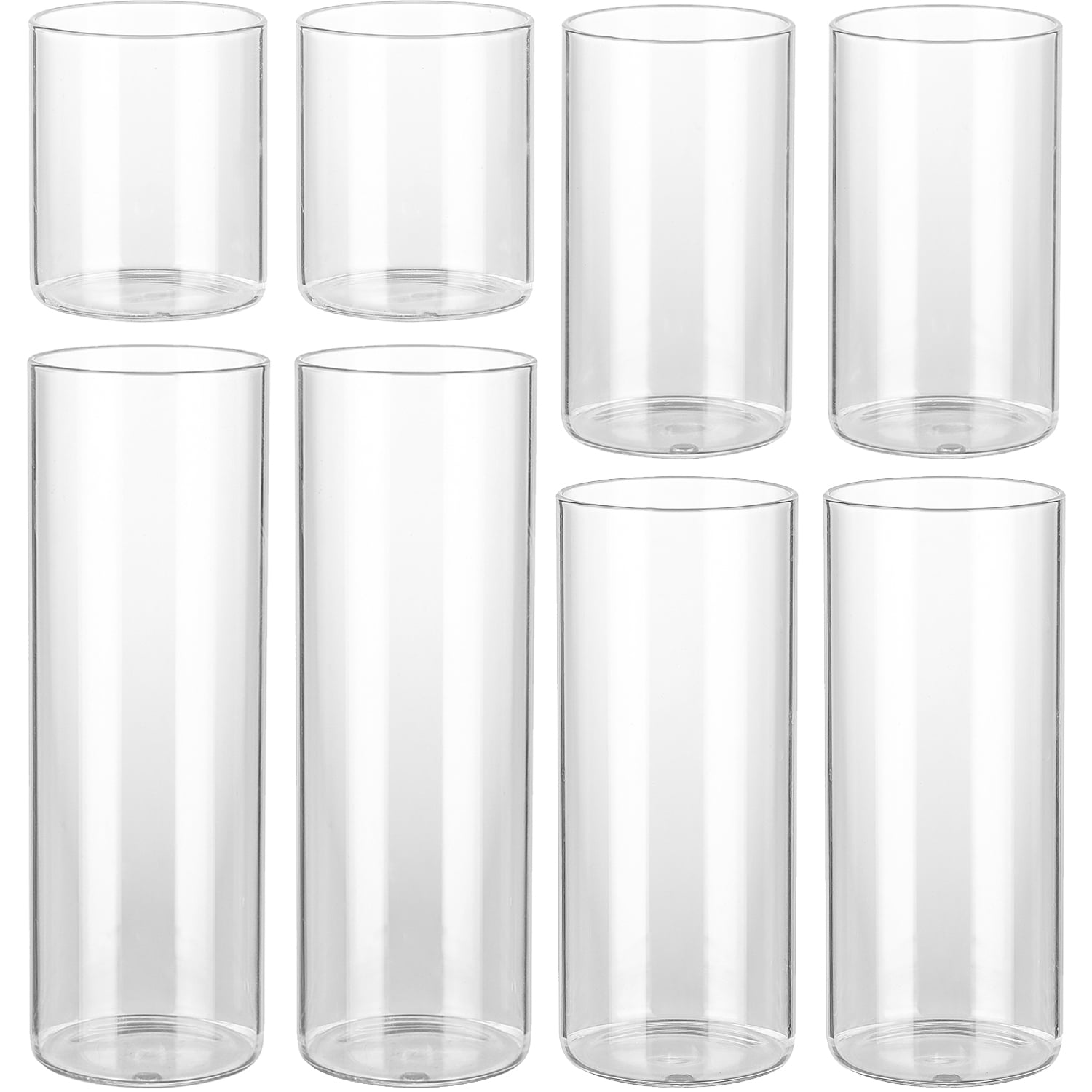 Glasseam Clear Bud Vases Set of 6 Modern Small Glass Cylinder Vase for  Centerpieces 3.7,5.7&7