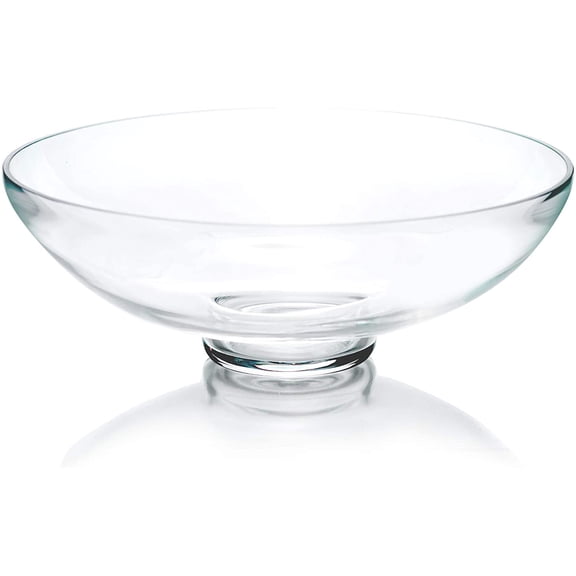 Glass Decorative Footed Bowl (H:4.5" D:12") | Fruit Display & Terrarium Bowl | Compote Vase & Kitchen Table Centerpiece
