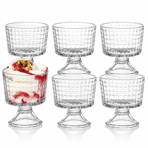 Glass Dessert Bowls, 10 Oz Footed Ice Cream Cups, Crystal Trifle Bowl ...