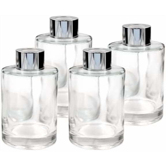 Glass Diffuser Bottles Diffuser Jars with Caps Set of 4 4.2 inches High, 120ml 4.06 ounce. Fragrance Accessories Use for Diy Replacement Reed Diffuser Sets.$$Home Decor, Kitchen, & Other