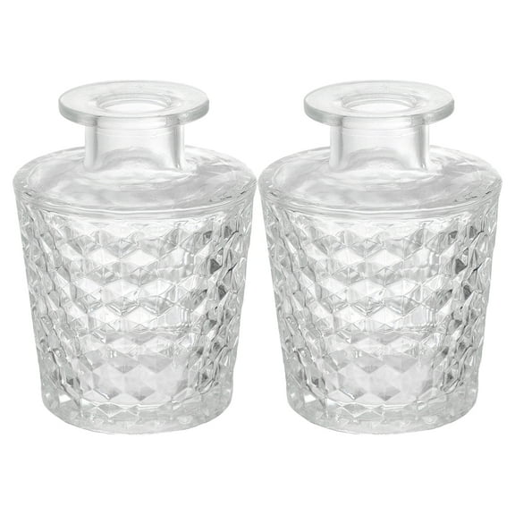 Set of 2 Decorative Glass Diffuser Bottles for Aromatherapy Essential Oils and Crystal Fragrance Home Scenting