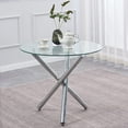 thumbnail image 1 of Glass Dining Table, Kitchen Table with Metal Legs, Kitchen Table for Restaurant/Dining Room, 1 of 15