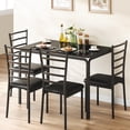 thumbnail image 1 of Glass Dining Table Set for 4, Kitchen Table and Chairs for 4, 5Pcs Kitchen Dining Room Table Set,Space-Saving Wood Modern Rectangle Dinner Table Dinette Furniture for Breakfast Nook,Home Office, 1 of 7