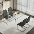 thumbnail image 1 of Glass Dining Table Set with 4 Grey Chairs - 51" Modern Kitchen Table & Chairs, PU Seats, Metal Legs, for Dining Room, Easy Assembly, 1 of 25