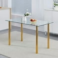 thumbnail image 1 of Glass Dining Table for 4, 47.2" Modern Clear Tempered Glass top Dining Room Table with Gold Legs for Kitchen, Small Space, 1 of 6