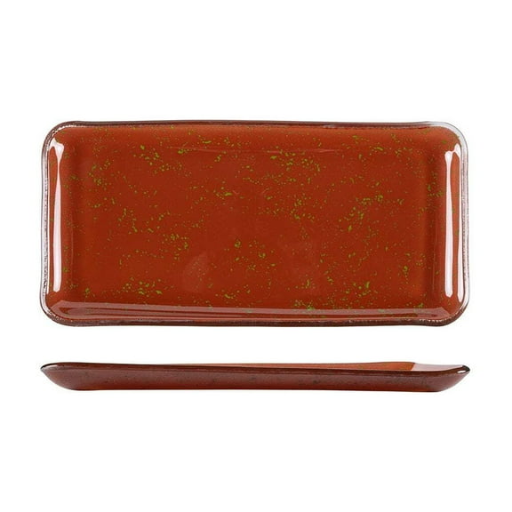 Glass Dinnerware 12.25" x 6" x h:1" Rectangular Paprika Glass Platter