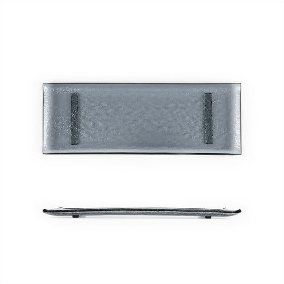 Turgla Fusion Glass 13.75" x 5" x h:0.5" Rectangular Charcoal Glass Platter (Set of 2)