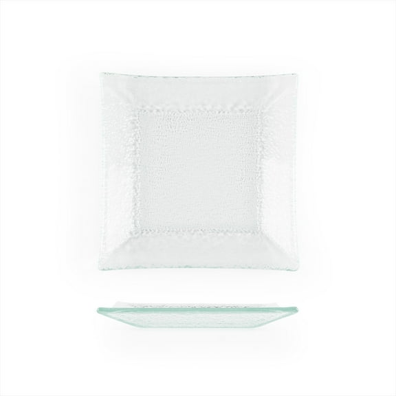 Glass Dinnerware 6.25" x 6" Square Clear Glass Plate (Set of 4)