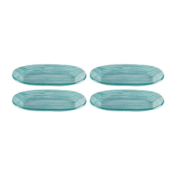 Glass Dinnerware 7.75" x 4.25" x h:0.5" Oval Blue Glass Platter (Set of 4)