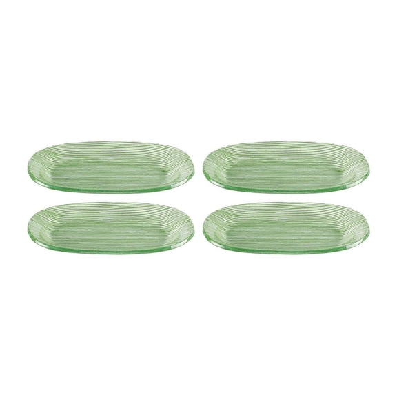 Glass Dinnerware 7.75" x 4.25" x h:0.5" Oval Green Glass Platter (Set of 4)