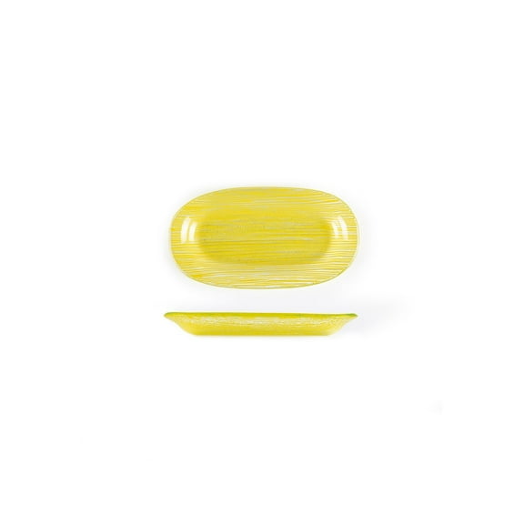 Turgla Fusion Glass 7.75" x 4.25" x h:0.5" Oval Yellow Glass Platter (Set of 4)