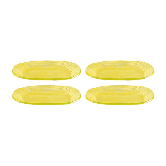 Turgla Fusion Glass 7.75" x 4.25" x h:0.5" Oval Yellow Glass Platter (Set of 4)