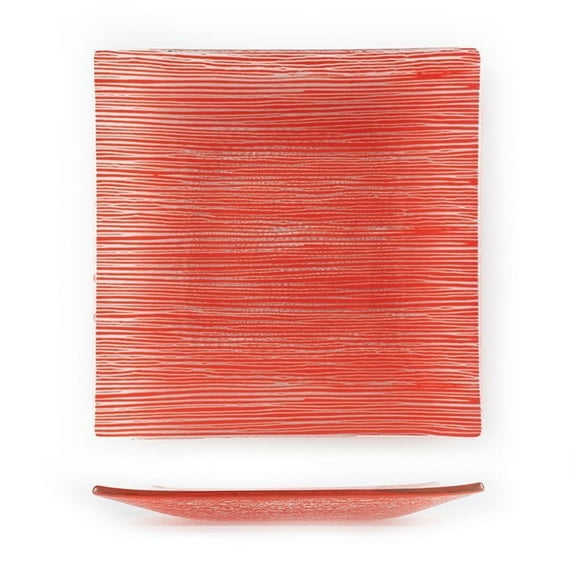 Turgla Fusion Glass Dinnerware 7.75" x 7.75" Square Red Glass Plate, Set of 12 (02-414-20RED)
