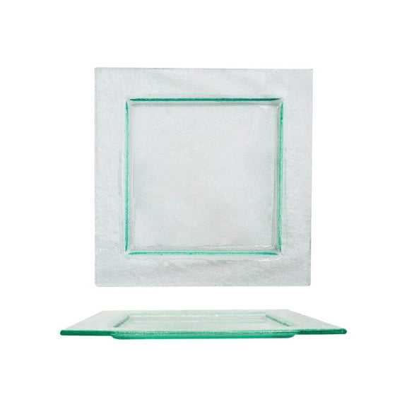 Glass Dinnerware 8.75" x 8.75" Square Clear Glass Plate (Set of 2)