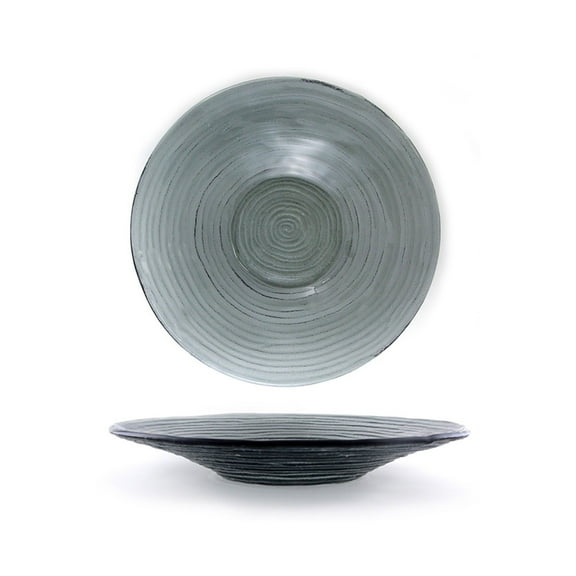 Glass Dinnerware dia.11.75" h:1.5" 32 oz. Round Charcoal Glass Bowl