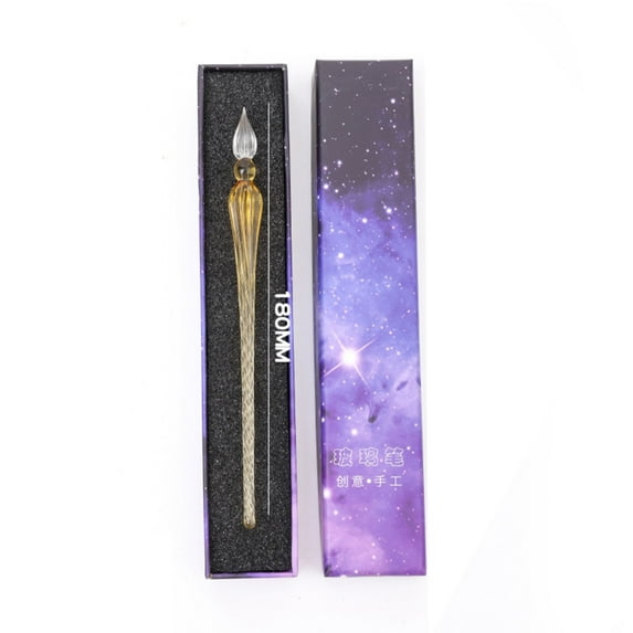 Glass Dip Pen Calligraphy Set - Hcrafted Borosilicate Glass Pen with 6 Color Ink Bottles Leak-Proof Desk Decor Gift for Artists & Writers