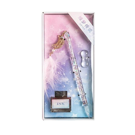 Glass Dip Pen Fountain Pen Kit Exquiste Crystal Ink Pens Kit with 15ml Ink Bottle for Women Men Birthday Gifts