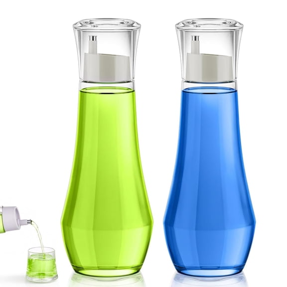 Mouthwash Dispenser for Bathroom, 230ml Glass Mouthwash Dispenser with Lid Cup, Set of 2