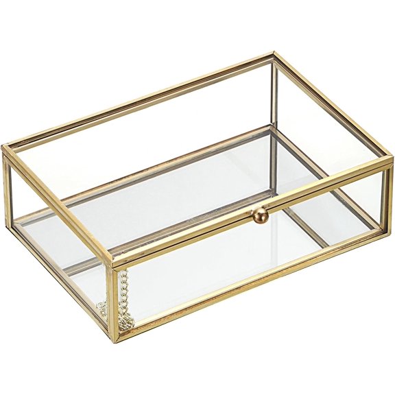 Glass Display Box, 4 x 6 Photo Boxes with Mirror Base