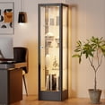 thumbnail image 1 of Glass Display Cabinet with 13-Color Light, 63" 4-Tier Curio Cabinet with Glass Door & Lock, Lighted Display Case with Adjustable Shelves for Collectibles Figures Trophy (Black), 1 of 18