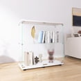 thumbnail image 1 of Glass Display Cabinet with 2 Shelves, Curio Cabinets with Double Door, 5mm Tempered Glass Display Shelf for Collectibles, Large Capacity Floor Standing Bookshelf Quick Installation for Living Room, 1 of 6