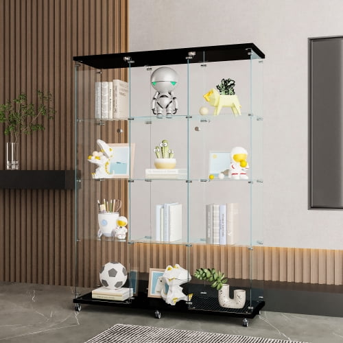 Glass Display with 4 Shelves Extra Large, Curio for Living Room, Bedroom