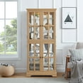 thumbnail image 1 of Glass Display Cabinet, 68" H Curio Cabinet with Adjustable Shelves and 4 Glass Doors, Light Bulb Included, Elegant Antique Showcase, for Living Room/Home Office, Oak, 1 of 9