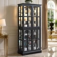thumbnail image 1 of Glass Display Cabinet, 69" H Curio Cabinet with Adjustable Shelves and 4 Glass Doors, Light Bulb Included, Elegant Antique Showcase, Rack for Living Room/Home Office (Black), 1 of 9