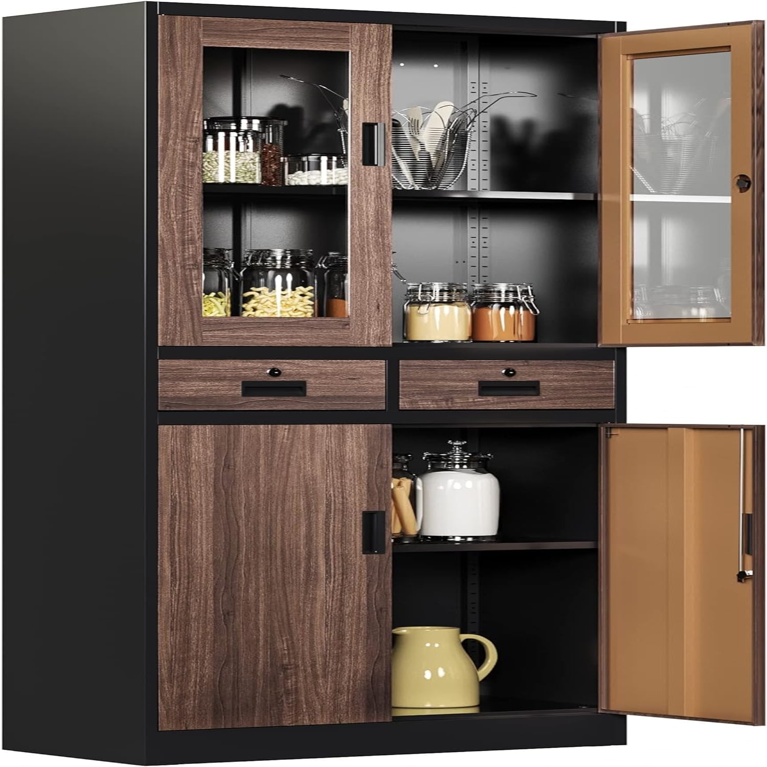 Glass Display with Drawers Lockable Metal with 2