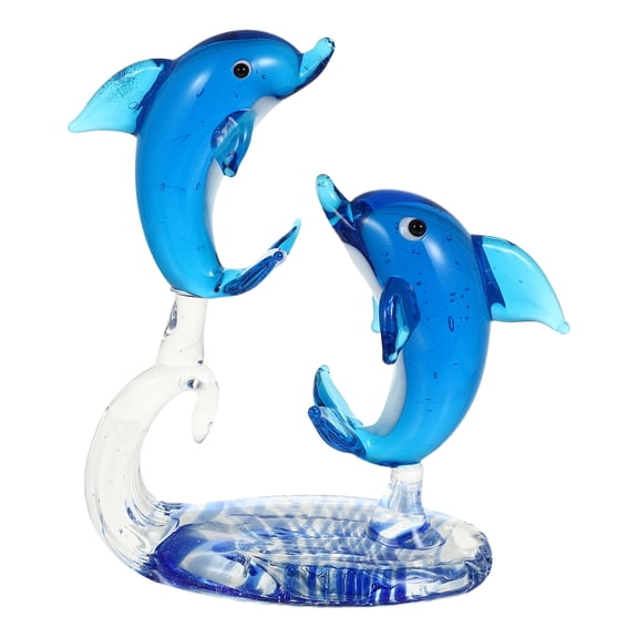 Elegant Glass Dolphin Figurine Decoration for Desktop, Beautiful Dolphin Ornament, Unique Glass Animal Decor