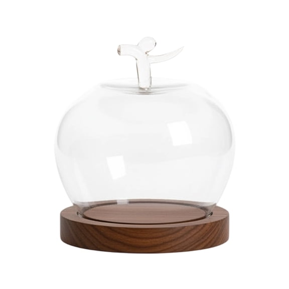 Glass Dome with Base, Glass Apple Dome with Base, Glass Apple Case, Decorative Glass Dome with Base for Cozy Home Décor, Valentine’s Day Table Display & Collectible Showcase