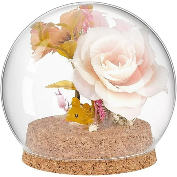 Glass Dome with Base Glass Cloche Clear Globe Display Dome Decorative Glass Display Case for Beach Sand Flower Models Butterfly Display Home Party Decoration 3.8x3.6inch