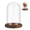 thumbnail image 1 of Glass Dome Cover Decorative Display Case Cloche Bell Jar Terrarium with Wood Base for DIY Preserved Flower Gift Coconut Brown Finished Product: 113x163mm, 1 of 6