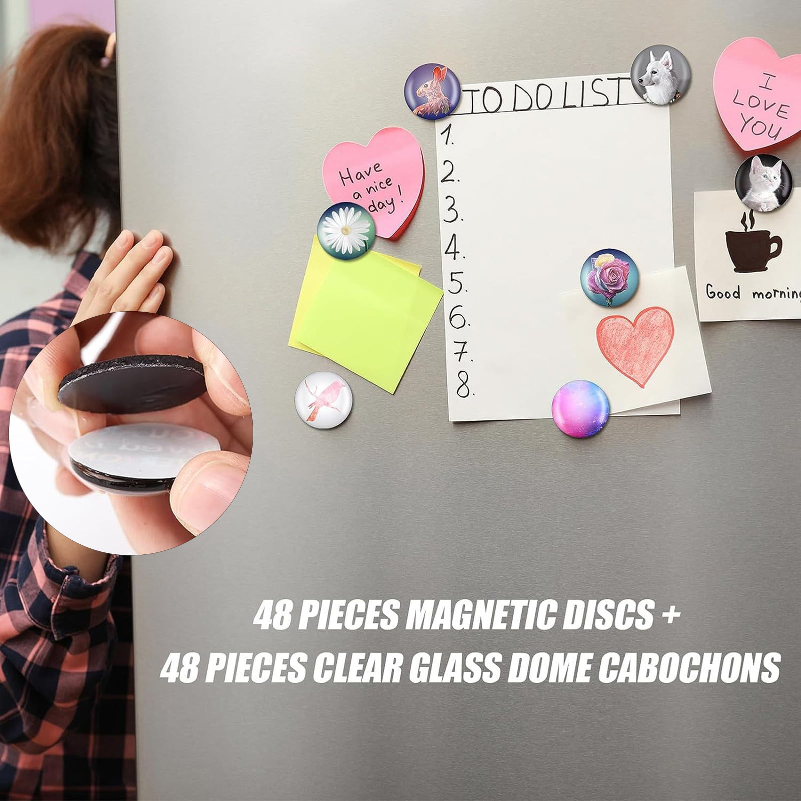 Glass Dome 48 Pcs Diy Fridge Round Discs with