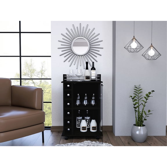Glass Door Cabinet - Store Up to 6 Bottles - Dining Area - Stylish and Transparent Display