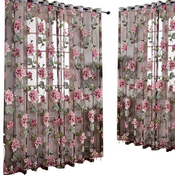 Glass Door Curtain Bedroom Voile Curtain Tulle with Lace,
