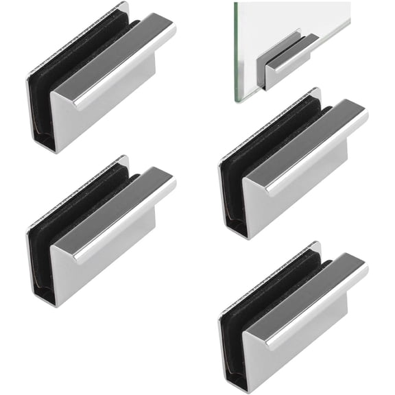 Glass Door Handle, 4Pcs Cabinet Finger Pull Handle Glass Edge Clamp Pull Concealed Handles for Drawer,Cupboard,Furniture