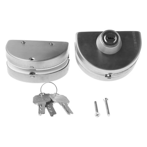 Glass Door Lock Stainless Steel Double Bolts Swing Push Sliding Control No Drill Anti-Theft Security Lock with Keys