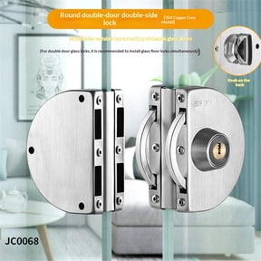 Glass Door Lock with Stainless Steel Double Bolts Swing Push, Double Sliding Security Door Lock Thick Glass