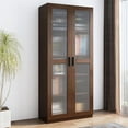 Glass Door Storage 71" Tall File Bookcase with Adjustable