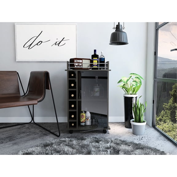 Glass Door and Open Cubbies | Vegas - Inspired Bar Cart | High - Quality and Space - Efficient Storage