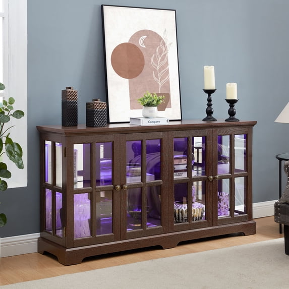Glass Doors and Grid Style - Customizable Ambiance via App - Display Precious Items - Blend Classic and Modern