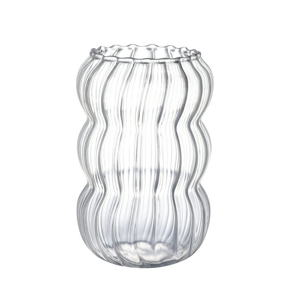 Glass Drink Cup Vintage Fluted Ribbed Glassware Ripple Drinking Glasses Glassware Housewarming Gift Home Kitchen Bar Party Accessories